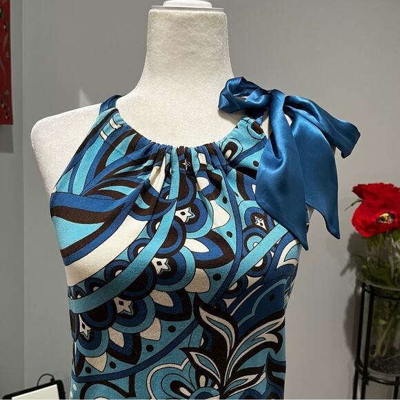 NEW Ann Taylor Silk Multicolor Geometric Floral Bow Tie Career Layering Top XS - Picture 2 of 16